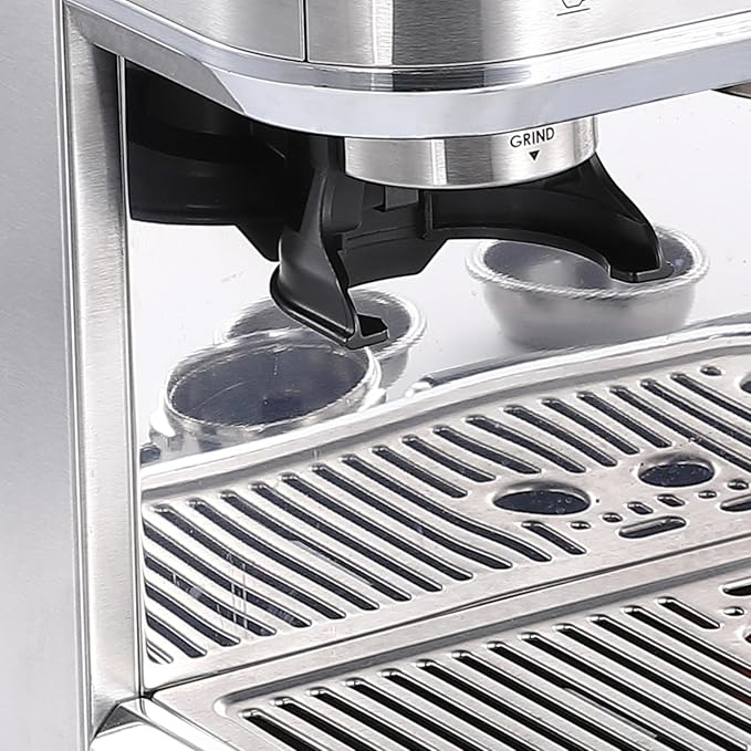Espresso Machine 15 Bar Coffee Machine with Built-in Grinder Stainless Steel Coffee Maker with Steam/Hot Water Home Coffee Latte Machine with 1 &amp 2 Shot Buttons and Descale Indicator Silver Pl