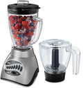Oster Classic Series 16-Speed Blender with Food Chopper &amp 5-Cup Glass Jar Countertop Kitchen Blender Brushed Nickel