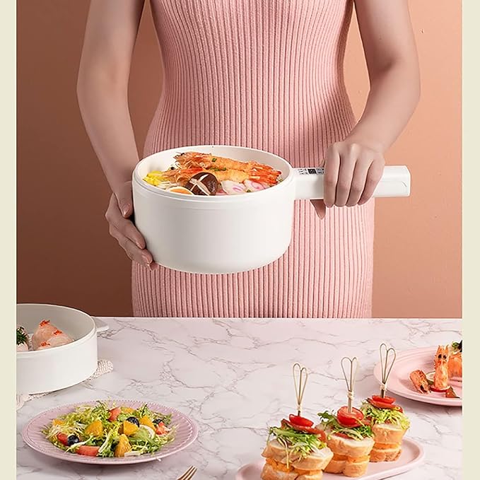 THEGA Small Rice Cooker - Tasty Cooking Pot with Lid (1.6L) Household Multifunctional Mini Rice Cooker/Frying Pan/Wok/Soup Pot Ceramic Non-Stick Inner Pot for 1-2 People (Size : B)