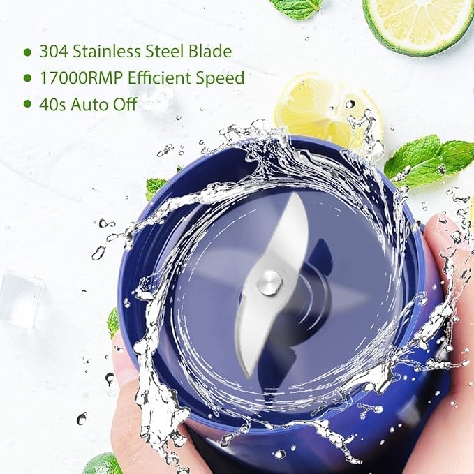 Personal Blender Making Shakes and Smoothies BPA Free Portable Travel Bottle - Dishwasher Safe(Blue)