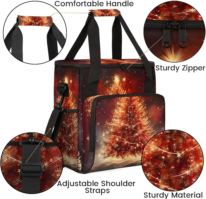 Xmas Tree Coffee Maker Carrying Bag Retro Tree Portable Travel Storage Tote Bag Compatible with K-Mini or K-Mini Plus Single Serve Coffee Brewer Carrying Case with Multiple Pockets &amp Shoulder St