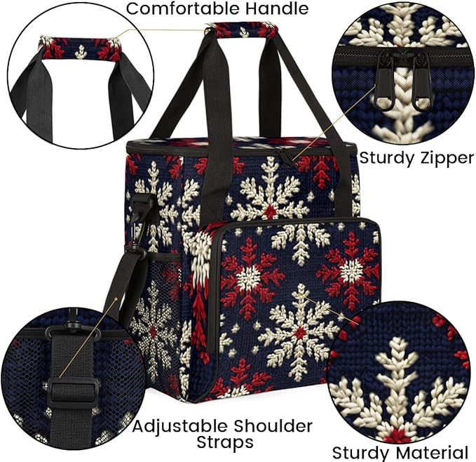 Christmas Snowflakes Coffee Maker Carrying Bag Colorful Snowflakes Travel Storage Bag Compatible with K-Mini or K-Mini Plus Single Serve Coffee Brewer Carrying Case with Pockets &amp Shoulder Strap