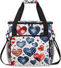 Heartbeat of Freedom 4th of July Coffee Maker Carrying Bag Travel Storage Bag Compatible with K-Mini or K-Mini Plus Single Serve Coffee Brewer Carrying Case with Multiple Pockets &amp Shoulder Stra