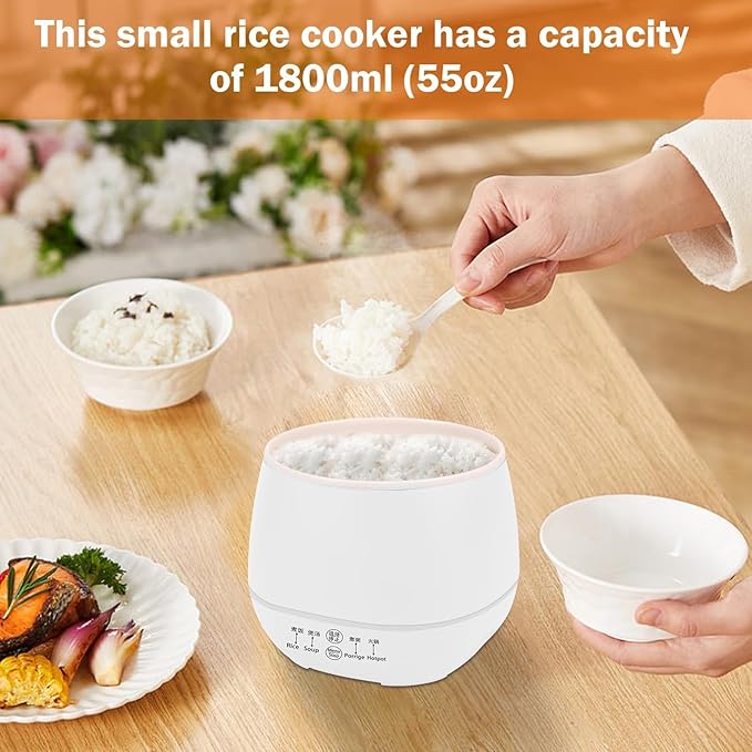 THEGA 1.8L Electric Rice Cooker 18 Minutes Fast Cooking Rice Cooker for 1-6 People with Keep Warm Function Automatic Cooking Non-Stick Inner Pot Measuring Cup for Home Cooking(White)