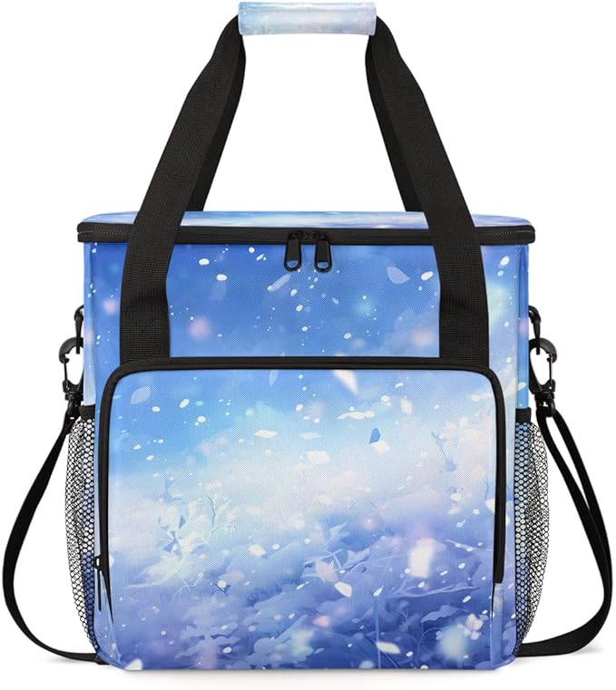 Glitter Coffee Maker Carrying Bag Sky blue Portable Travel Storage Tote Bag Compatible with K-Mini or K-Mini Plus Single Serve Coffee Brewer Carrying Case with Multiple Pockets &amp Shoulder Strap