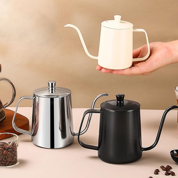 Pour Over Coffee KettleLong Narrow SpoutCoffee CarafeGoose Neck KettleStainless Steel Tea KettleStovetop Portable Water Bottle 12OZ