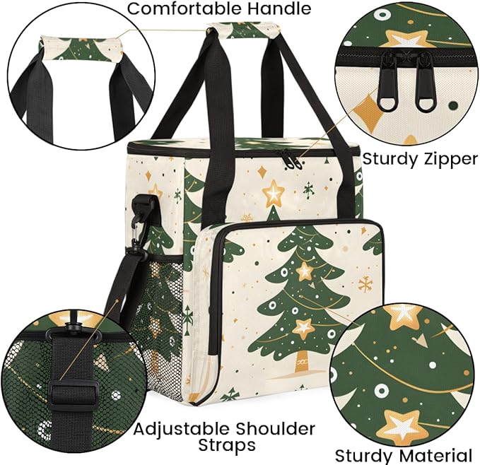 Christmas Festivals Coffee Maker Carrying Bag Bright Tree Travel Storage Bag Compatible with K-Mini or K-Mini Plus Single Serve Coffee Brewer Carrying Case with Multiple Pockets &amp Shoulder Strap