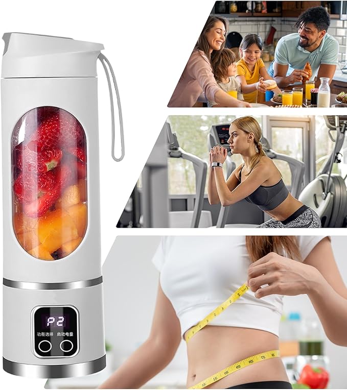Personal Blender | 450ml Wireless Mixer Machine with LED Display | Portable Juicer Cup - for Home Gym Kitchen Beach School Camping Hiking Picnic Vacation Apartment Dorm
