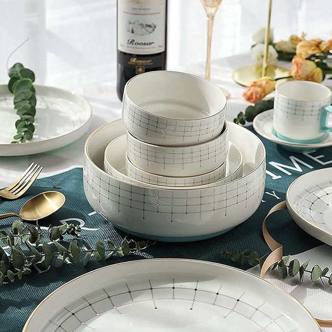 Porcelain Dinnerware Sets Plates and Bowls Sets High-End Dinner Set Ceramics Dinner Sets 40 Pieces Light Luxury Steak Plate Dessert Dish and Coffee Cup | Porcelain Dinnerware Set