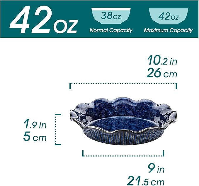 vancasso Starry 18 Pieces Dinnerware Sets for 6 Bundles 9 inch Pie Pans with Ruffled Edge Set of 2