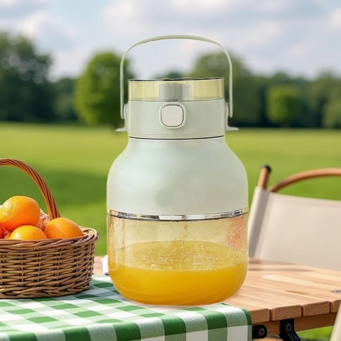 Electric Juicer Portable Blender 1000ml with Straw and Lid Travel Juicer Juice Blender for Home Picnic Green