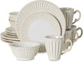 Dinnerware Set for 4 Ceramic Plates Bowls and Mugs Dishwasher &amp Microwave Safe Ideal for Family Dinners Parties and Everyday Use White (16-Piece)