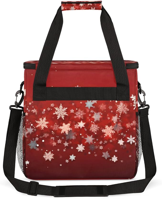 Xmas Snowflakes Coffee Maker Carrying Bag Magic Snowflakes Travel Storage Bag Compatible with K-Mini or K-Mini Plus Single Serve Coffee Brewer Carrying Case with Multiple Pockets &amp Shoulder Stra