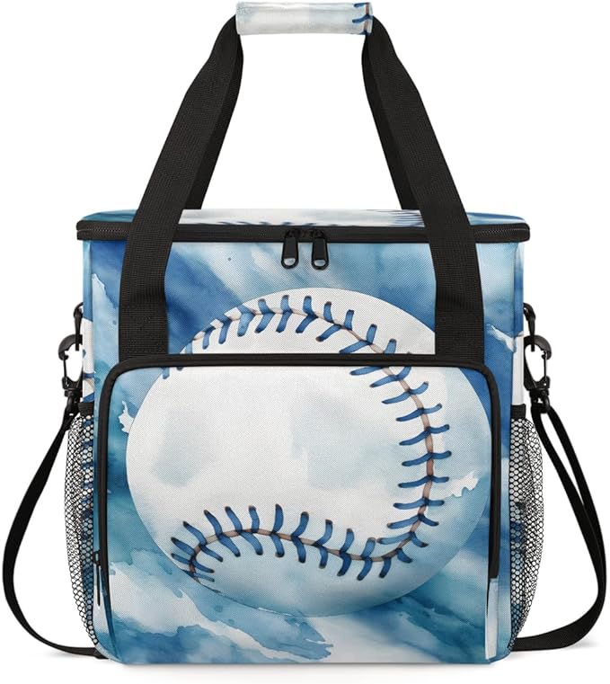 Oil Painting Baseball Coffee Maker Carrying Bag Cartoon Baseball Travel Storage Bag Compatible with K-Mini or K-Mini Plus Single Serve Coffee Brewer Carrying Case with Pockets &amp Shoulder Strap