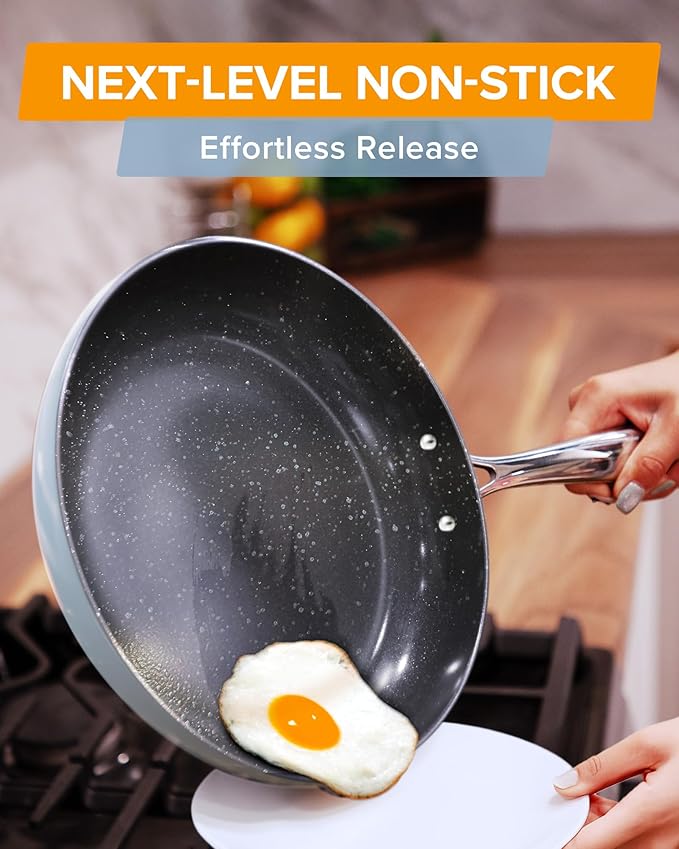 Nuwave Lux 13-Piece Premium Cookware Collection Healthy G10 Duralon Blue Ceramic Nonstick Ultra Durable PFAS-Free Lightweight &amp Works on All Cooktops