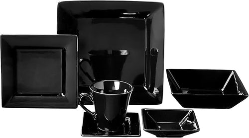 10 Strawberry Street Nova Square 45 pc Dinnerware Set Black