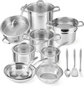 Duxtop Professional Stainless Steel Pots and Pans Set 17PC Induction Cookware Set Impact-bonded Technology
