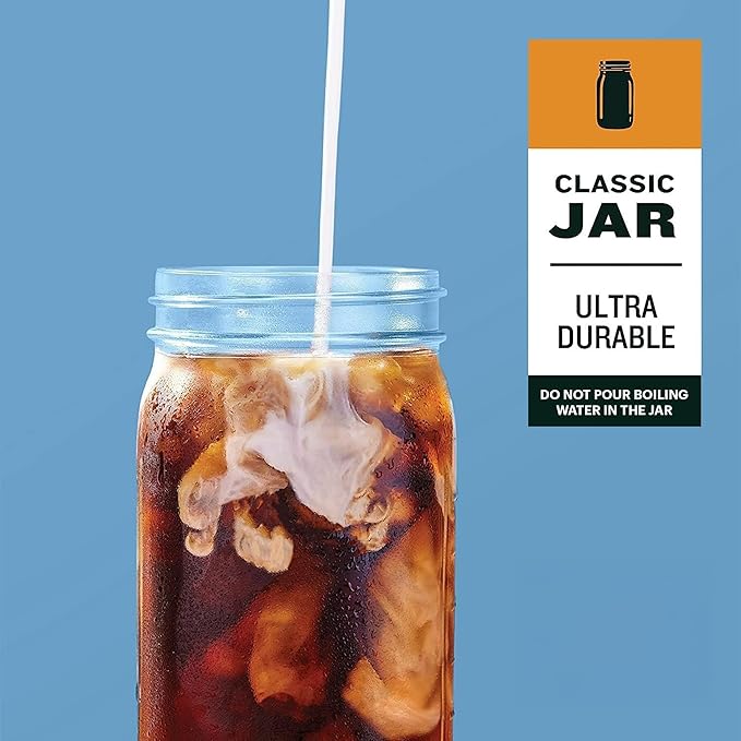 County Line Kitchen Glass Cold Brew Coffee Maker with Lid - Wide Mouth 2 Quart (64 oz) - Heavy Duty Leak Proof - Sun &amp Iced Tea Pitcher Cold Brew Coffee Breast Milk Storage Water - Gray