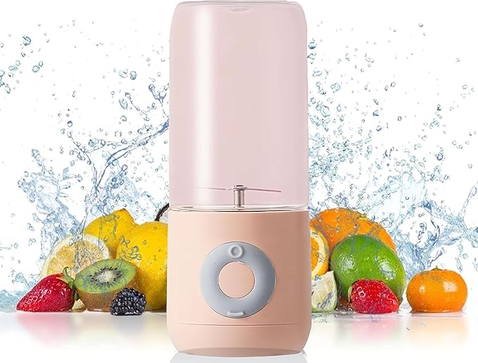 Mini Portable Blender Personal Size Blenders For Shakes And Smoothies With 6 Ultra Sharp Blades 17 Oz(500mL) Mini Blender USB Rechargeable For Travel/Picnic/Office/Gym (PINK)