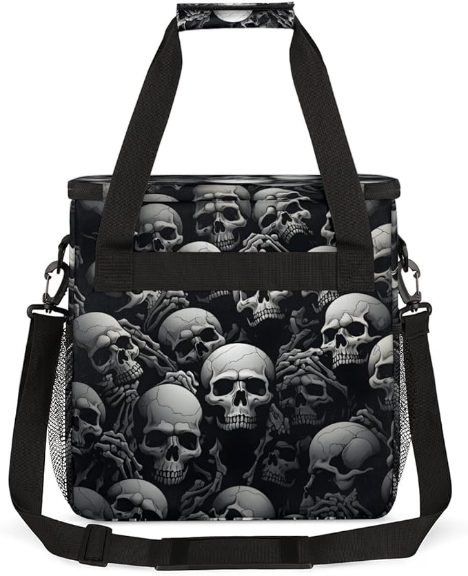 Skull Skeleton Coffee Maker Carrying Bag Portable Travel Storage Tote Bag Compatible with K-Mini or K-Mini Plus Single Serve Coffee Brewer Carrying Case with Multiple Pockets &amp Shoulder Strap