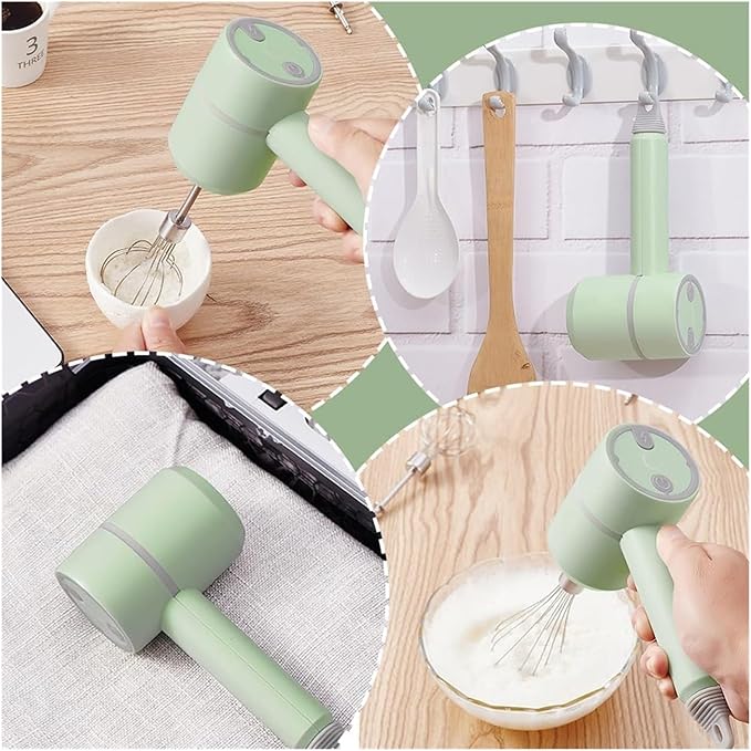 SOYON 3-in-1 Fully Automatic Mixergarlic Chopper MiniCordless Handheld Mixer With Egg Beater And Cream StickFor Kitchen Baking And Cooking(Green 250ML)