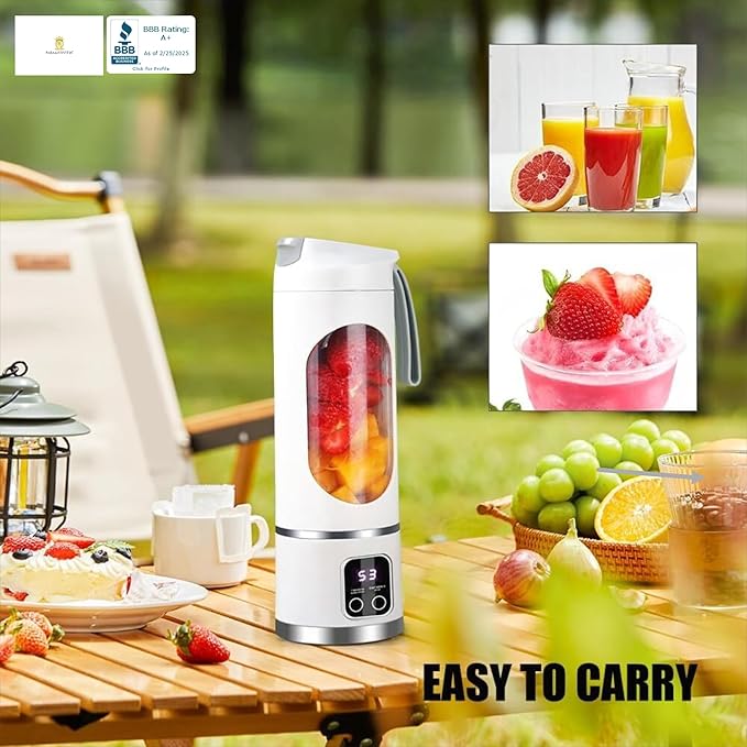 Paramexview® Portable Blender 16oz/500ml for Juices &amp Smoothies with 12 Stainless Steel Blades | USB Rechargable &amp 3 Levels Multi-Speed Control | 50W Powered fusion Portable Blender
