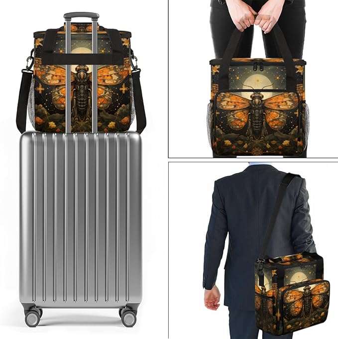 Gothic Butterfly Coffee Maker Carrying Bag Retro Butterfly Travel Storage Bag Compatible with K-Mini or K-Mini Plus Single Serve Coffee Brewer Carrying Case with Multiple Pockets &amp Shoulder Stra