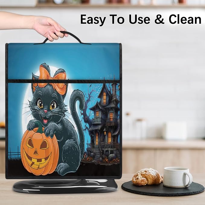 cfpolar Kitchen Aid Mixer Cover Compatible with 6-8 Quarts Halloween Black Cat Pumpkin Stand Mixer Cover Kitchen Aid Mixers Accessories Appliance Organizer Bag Dust Covers with Zipper Pocket