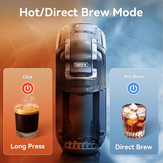HIBREW H2B 5-in-1 Pod Coffee Maker - Compatible With 4 Coffee Capsule as Well as Espresso Powder Makes Iced Coffee Espresso Cappuccino Long Black. Hotel Kitchen Coffee Machine