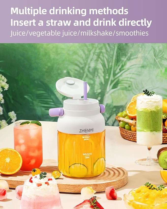 Portable Blender Personal Smoothie &amp Shake Blender 33oz BPA-Free Vessel Leakproof Lid with Sip Spout USB-C Rechargeable Detachable &amp Easy-to-Clean Purple