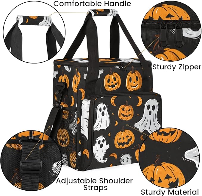 Halloween Pumpkin Coffee Maker Carrying Bag Magical Pumpkin Travel Storage Bag Compatible with K-Mini or K-Mini Plus Single Serve Coffee Brewer Carrying Case with Multiple Pockets &amp Shoulder Str