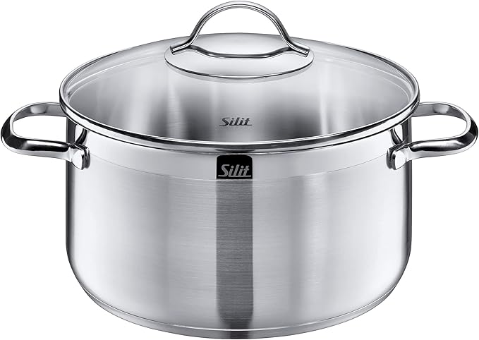 WMF Pot Set 4-Piece Achat Pouring Rim Glass Lid Stainless Steel Polished Suitable for Induction Hobs Dishwasher-Safe