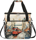 Watercolor City Landscape Coffee Maker Carrying Bag Compatible with K-Mini or K-Mini Plus Portable Single Cup Coffee Maker Case with Pockets for K Cup Pods