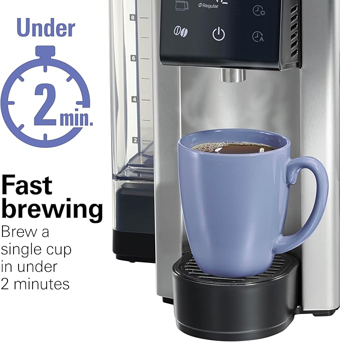Hamilton Beach FlexBrew Advanced 5-in-1 Thermal Programmable 12 Cup Drip and Single Serve Hot &amp Iced Coffee Maker Movable 60oz. Water Reservoir Use Pod Packs and Grounds Fast Brewing Black (49