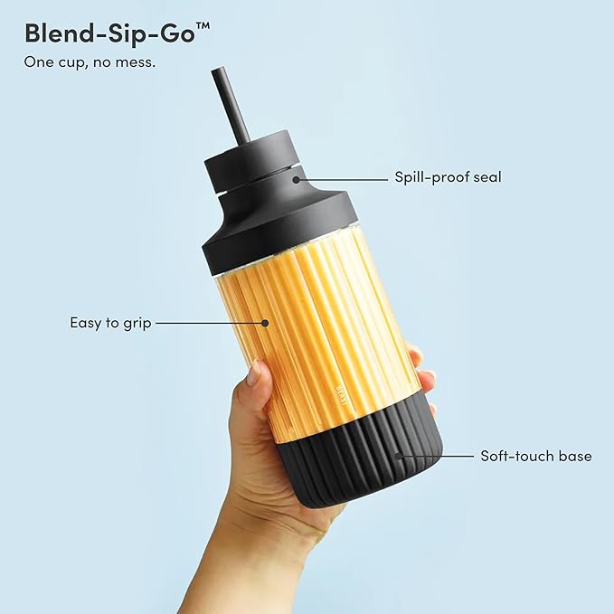 Beast Mighty 850 | Premium Compact Personal Blender | Smoothies Shakes Dressings Sauces Desserts Dips | Blends Ice and Frozen Fruit | Includes Extra Lids and Straws | 850W (Carbon Black)