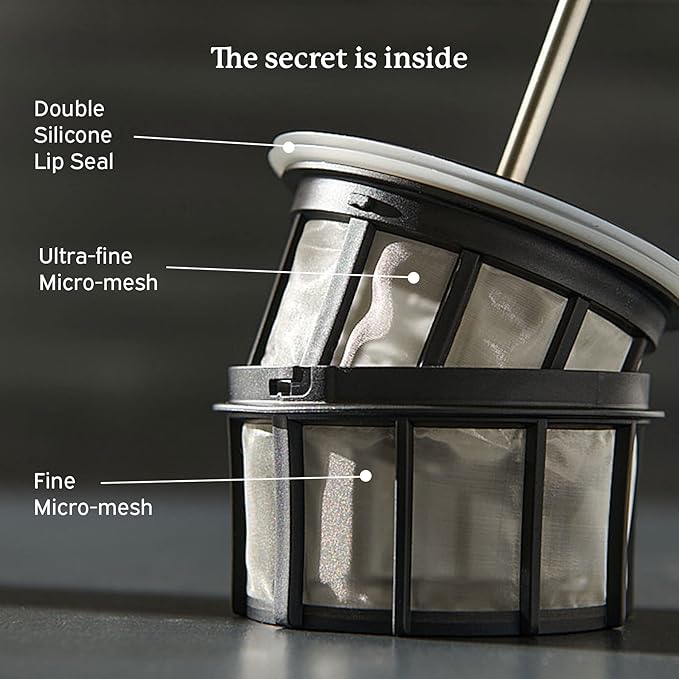ESPRO - P7 French Press - Double Walled Stainless Steel Insulated Coffee and Tea Maker with Micro-Filter - Keep Drinks Hotter for Longer (Matte Black 18 Oz) Coffee Paper Filters (100 Count)