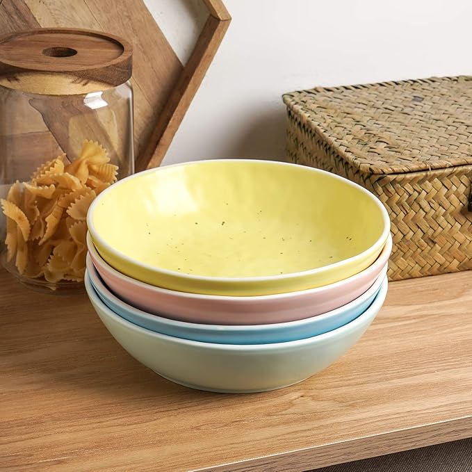 Stone lain Elena Stoneware Dish Set 4 Bowls Blue Mint Pink Yellow