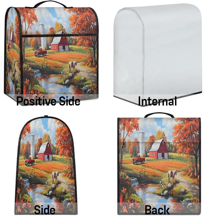 cfpolar Kitchen Aid Mixer Cover Compatible with 6-8 Quarts Fall Pumpkin Truck Horse Farm Stand Mixer Cover Kitchen Aid Mixers Accessories Appliance Organizer Bag Dust Covers with Zipper Pocket
