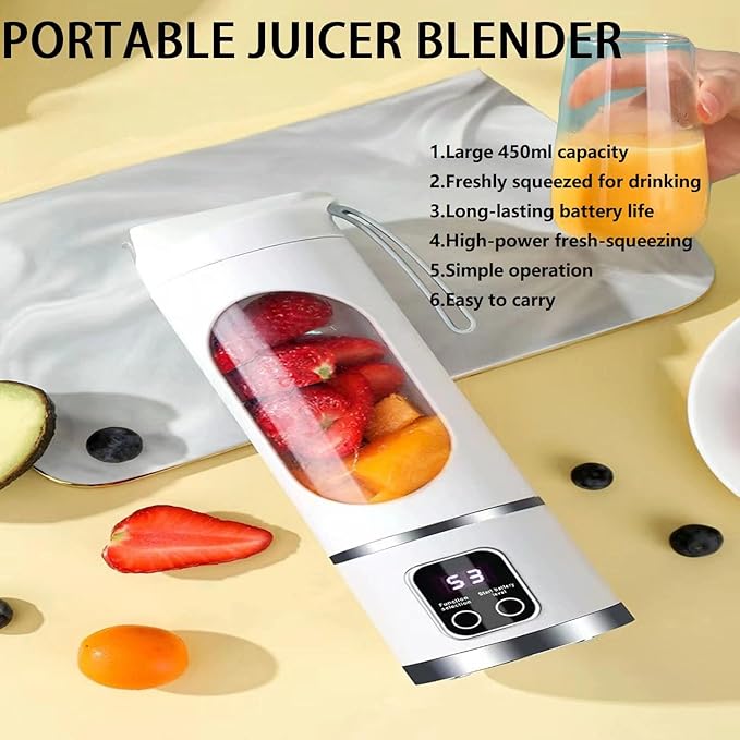 Portable Blender With Dual Battery 1500 mAh USB Rechargeable 16oz Digital Multimode Juicer Blender 3 Speed12-Blade Fresh Juice Bottle for Shakes SmoothiesFresh Juice Ete. (green)