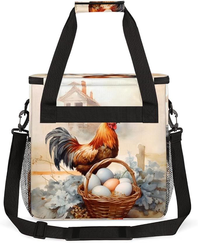 Easter Egg Rooster Coffee Maker Carrying Bag Portable Travel Storage Tote Bag Compatible with K-Mini or K-Mini Plus Single Serve Coffee Brewer Carrying Case with Multiple Pockets &amp Shoulder Stra
