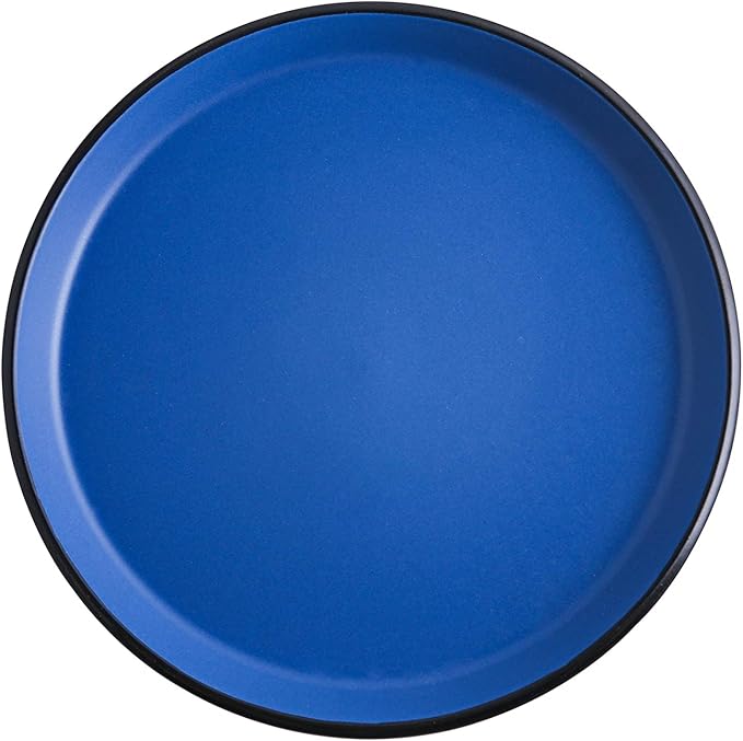 Stone Lain Albie Stoneware 32-Piece Modern Dinnerware Set Kitchen Plates and Bowls Sets Service for 8 Blue and Black Microwave &amp Dishwasher Safe