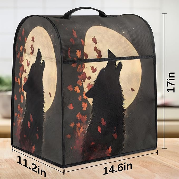 cfpolar Kitchen Aid Mixer Cover Compatible with 6-8 Quarts Autumn Animal Wolf Stand Mixer Cover Kitchen Aid Mixers Accessories Appliance Organizer Bag Dust Covers with Zipper Pocket