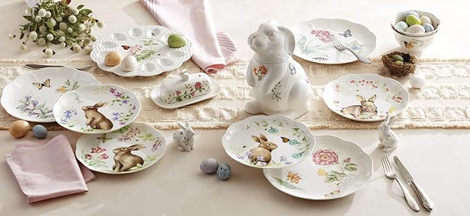 Lenox Dinnerware Set Butterfly Meadow Bunny 4-Piece Accent Plate Set Service For 4 Microwave And Dishwasher Safe Porcelain Plates Easter Plates Dish Set Home And Kitchen (Assorted 4 Pieces)