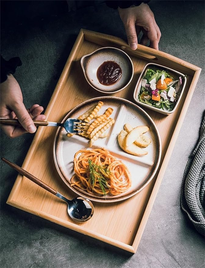 Divided Dinnerware Set 7-Piece Japanese Style with 8 Inch Compartments Plates Bowl and Dish Set Dishwasher &amp Microwave Safe Service for 1 (Color : C)