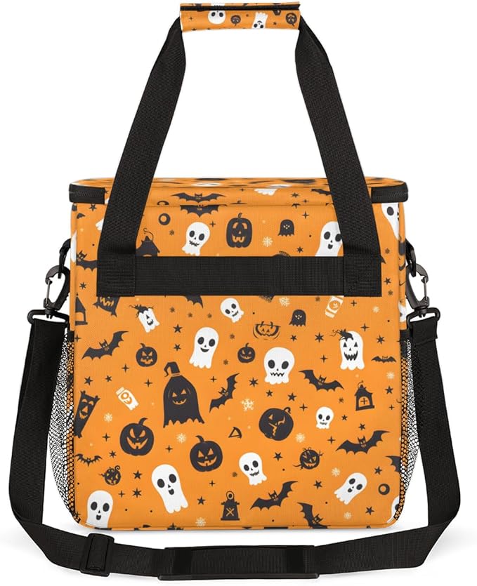 Halloween Pumpkin Coffee Maker Carrying Bag Bat Pumpkin Travel Storage Bag Compatible with K-Mini or K-Mini Plus Single Serve Coffee Brewer Carrying Case with Multiple Pockets &amp Shoulder Strap