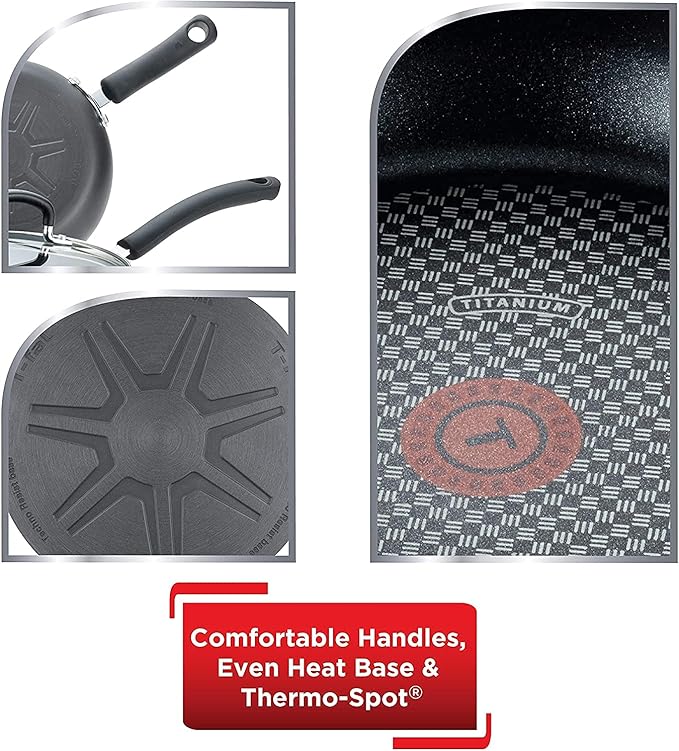 T-Fal Ultimate Hard Anodized Nonstick Fry Pan Set 2 Piece 8 10 Inch Oven Broiler Safe 400F Kitchen Cookware Pots and Pans Set Non Stick Frying Pans Dishwasher Safe Black