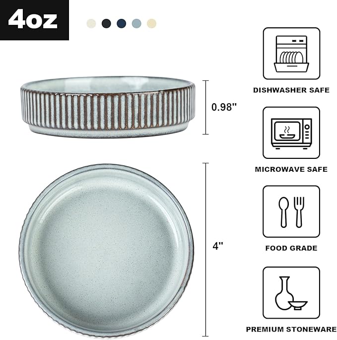 Famiware Dinnerware Set for 4 (12 Piece) and Coffee Mug Set for 6 (12 oz) - Smoky Blue