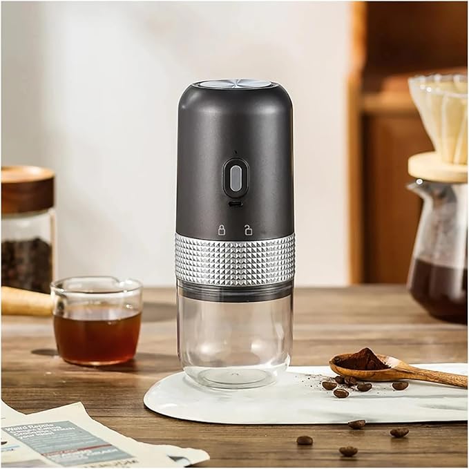 Portable Coffee Machine Automatic Coffee Grinder Portable USB Charging Kitchen Toolfor Outdoor Travel Picnic(Gray)