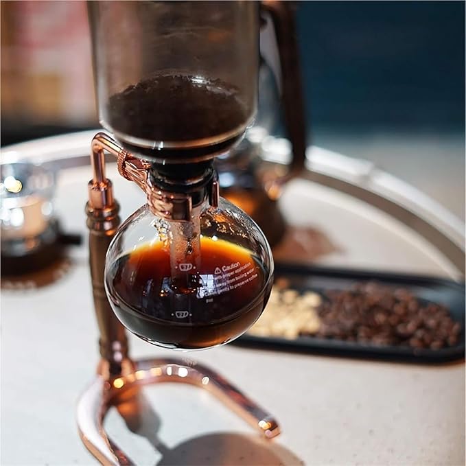 Siphon Coffee Maker - Unique Rose Gold Glass Pot Set for Home Brewing Small Size(Small)