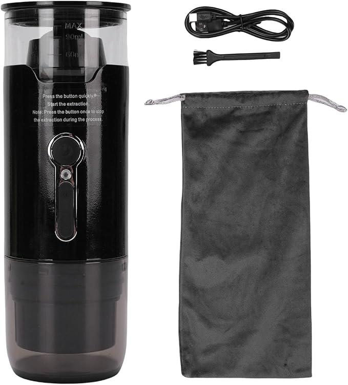 JTLB Small Portable Capsule Coffee Machine for Car One Click Automatic Efficient Heating System with DC12V Power Cable for &amp DG Capsules Coffee Powder